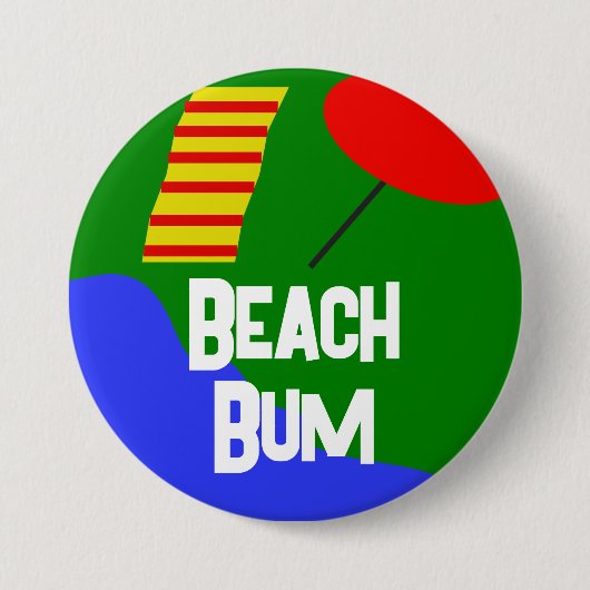 Badge Rond 7,6 Cm Bouton officiel "Beach Bum" (Devant)