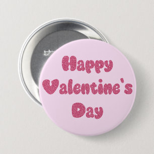 Badge Rond 7,6 Cm Bouton Pailleté Bonne Saint-Valentin