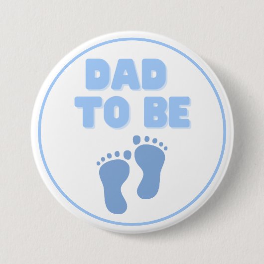 Badge Rond 7,6 Cm Bouton Papa to Be Blue Footprints (Devant)
