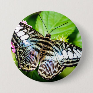 Badge Rond 7,6 Cm Bouton Papillon Clipper Bleu