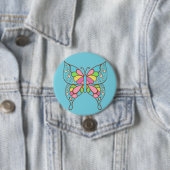Badge Rond 7,6 Cm Bouton papillon rétro (En situation)
