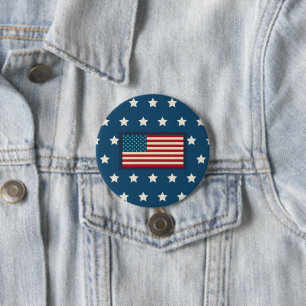 Badge Rond 7,6 Cm Bouton Patriotique