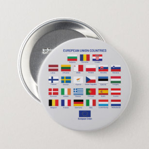 Badge Rond 7,6 Cm Bouton Pays de l'Union européenne