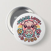 Badge Rond 7,6 Cm Bouton Peace Love & Pigs (Devant & derrière)