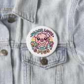 Badge Rond 7,6 Cm Bouton Peace Love & Pigs (En situation)