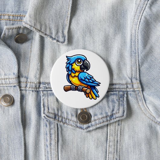 Badge Rond 7,6 Cm bouton perroquet (En situation)