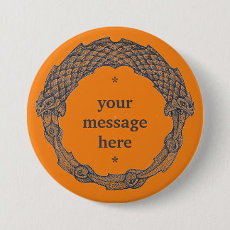 Badge Rond 7,6 Cm Bouton personnalisable OUROBOROS noir/curcuma