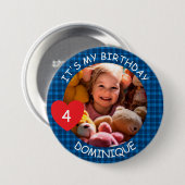 Badge Rond 7,6 Cm Bouton Personnalisable Photo, Nom Et Âge Anniversa (Devant & derrière)