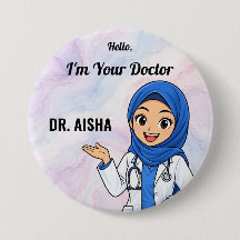 Bouton personnalisé du nom du médecin Hijab person