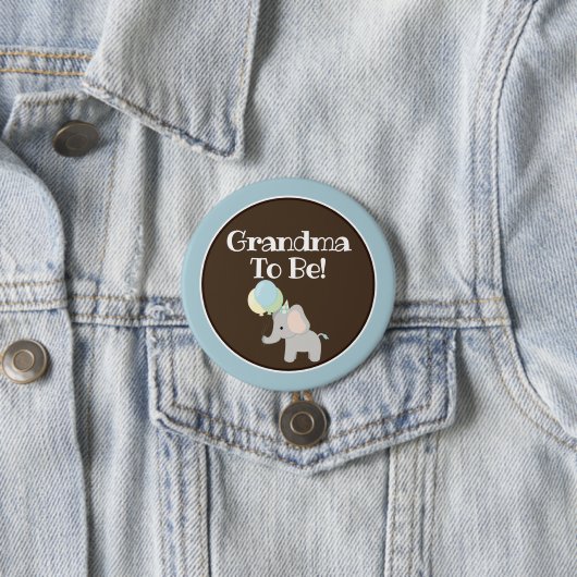 Badge Rond 7,6 Cm Bouton personnalisé, Eléphant Baby shower (En situation)