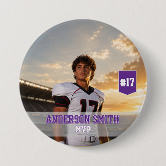 Badge Rond 7,6 Cm Bouton personnalisé MVP de football avec photo