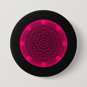 Badge Rond 7,6 Cm Bouton personnalisé Neon Web Mandala - rose sur no