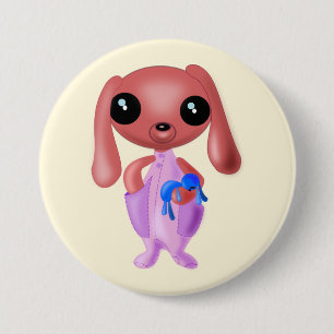 Badge Rond 7,6 Cm Bouton Petit Lapin - Votre Couleur
