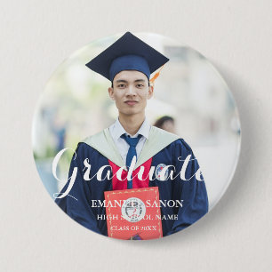 Badge Rond 7,6 Cm Bouton photo classique du script moderne Twin Grad