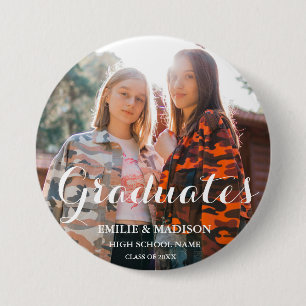 Badge Rond 7,6 Cm Bouton photo classique du script moderne Twin Grad