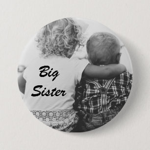 Badge Rond 7,6 Cm Bouton photo noir et blanc Big Sister