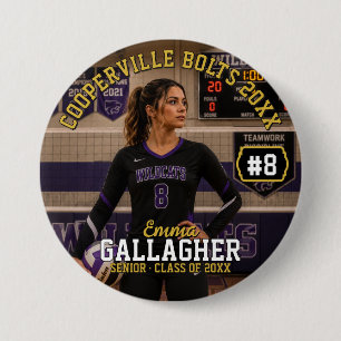 Badge Rond 7,6 Cm Bouton photo personnalisé de volley-ball