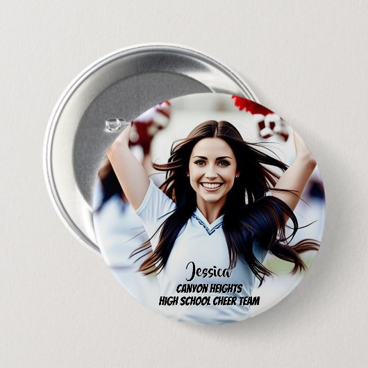 Badge Rond 7,6 Cm Bouton photo personnalisé du Lecteur d'équipe (Devant & derrière)