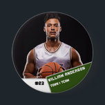 Badge Rond 7,6 Cm Bouton photo sport personnalisé / joueur de basket<br><div class="desc">Bouton photo sport personnalisé / joueur de basketball pin</div>