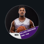 Badge Rond 7,6 Cm Bouton photo sport personnalisé / joueur de basket<br><div class="desc">Bouton photo sport personnalisé / joueur de basketball pin</div>