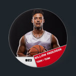 Badge Rond 7,6 Cm Bouton photo sport personnalisé / joueur de basket<br><div class="desc">Bouton photo sport personnalisé / joueur de basketball pin</div>