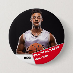 Badge Rond 7,6 Cm Bouton photo sport personnalisé / joueur de basket