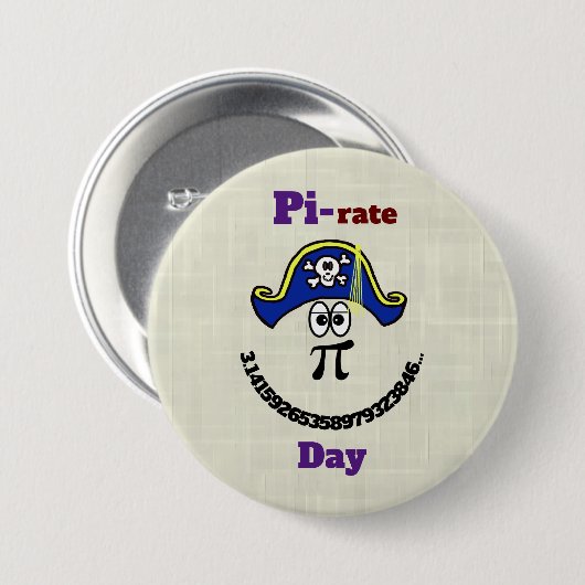 Badge Rond 7,6 Cm Bouton Pirate Jour Pi Drôle (Devant & derrière)