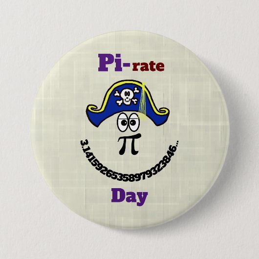 Badge Rond 7,6 Cm Bouton Pirate Jour Pi Drôle (Devant)