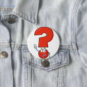 Badge Rond 7,6 Cm Bouton point d'interrogation rouge (En situation)