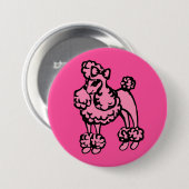 Badge Rond 7,6 Cm Bouton Poodle Rose (Devant & derrière)
