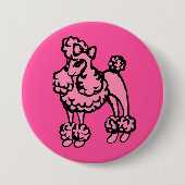 Badge Rond 7,6 Cm Bouton Poodle Rose (Devant)