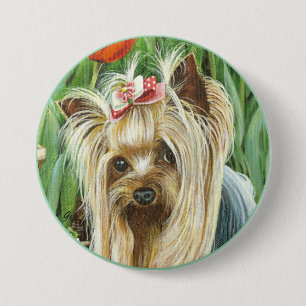 Badge Rond 7,6 Cm Bouton Portrait de Yorkie