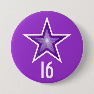 Badge Rond 7,6 Cm Bouton pourpre étoile '16' violet