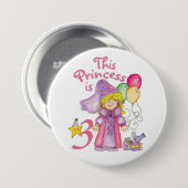 Badge Rond 7,6 Cm Bouton Princesse 3e anniversaire (Devant & derrière)