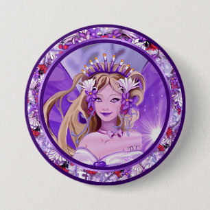 Badge Rond 7,6 Cm Bouton Purple Sun Fairy