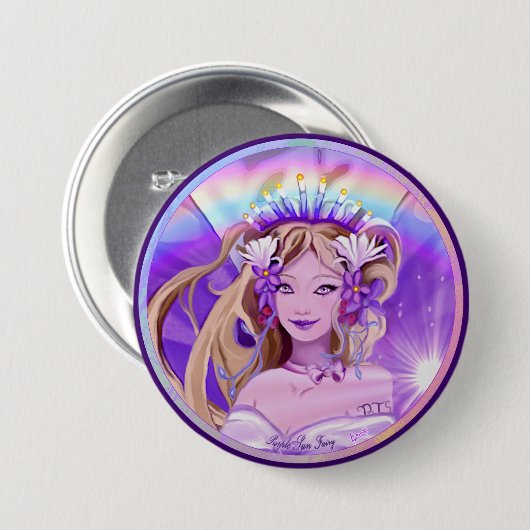 Badge Rond 7,6 Cm Bouton Purple Sun Fairy (Devant & derrière)