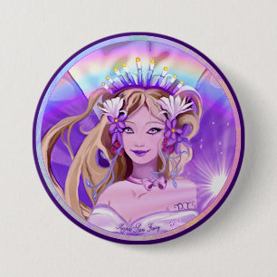 Badge Rond 7,6 Cm Bouton Purple Sun Fairy