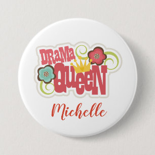 Badge Rond 7,6 Cm Bouton Reine Drame