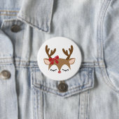 Badge Rond 7,6 Cm Bouton rennes de Noël (En situation)