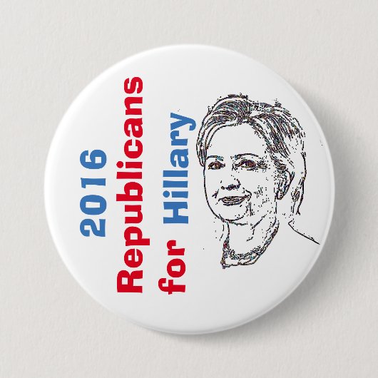 Badge Rond 7,6 Cm Bouton Républicains pour Hillary (Devant)