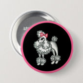 Badge Rond 7,6 Cm Bouton Rétro Caniche (Devant & derrière)