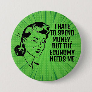 Badge Rond 7,6 Cm Bouton Retro Funny Shopping Devis