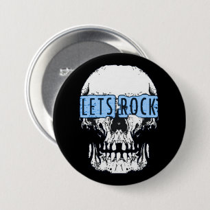 Badge Rond 7,6 Cm Bouton Rock Skull