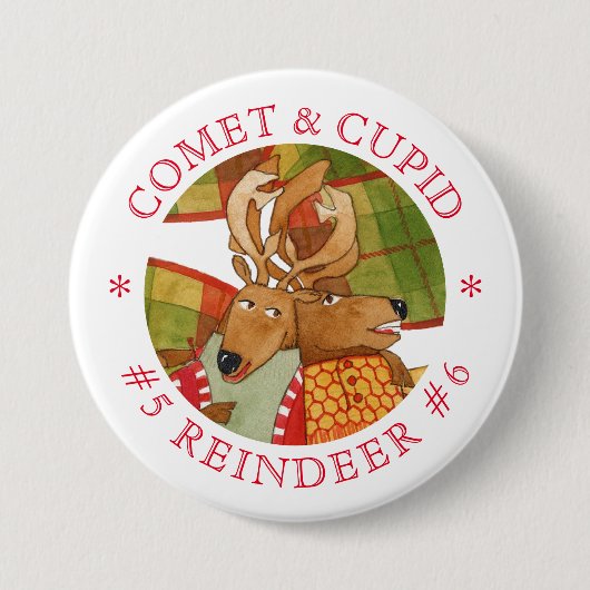 Badge Rond 7,6 Cm Bouton rond COMET CUPID REINDEER (Devant)