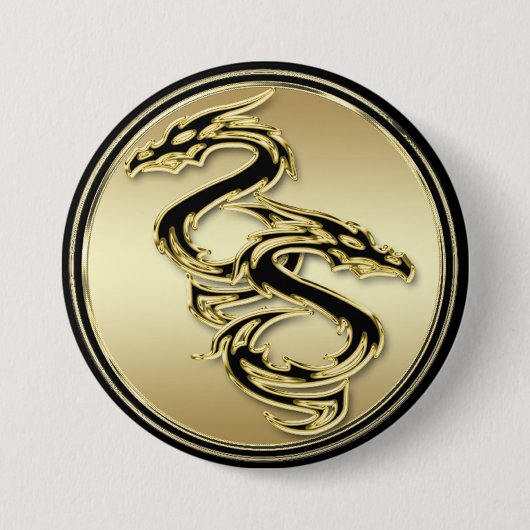 Badge Rond 7,6 Cm Bouton rond de double dragon (Devant)