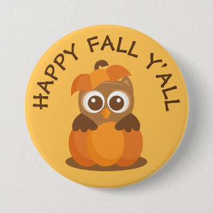 Badge Rond 7,6 Cm Bouton Rond Joyeux Automne à Tous Chouette Citroui