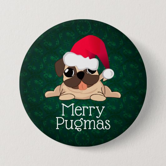 Badge Rond 7,6 Cm Bouton rond Joyeux Pugmas 3 pouces (Devant)