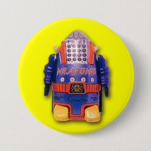 Badge Rond 7,6 Cm Bouton rond M. Atomic Toy Robot (Devant)