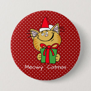Badge Rond 7,6 Cm Bouton rond Meowy Catmas Large de 3"