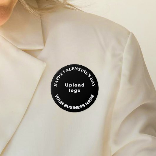 Badge Rond 7,6 Cm Bouton rond noir pour la Saint-Valentin d'affaires